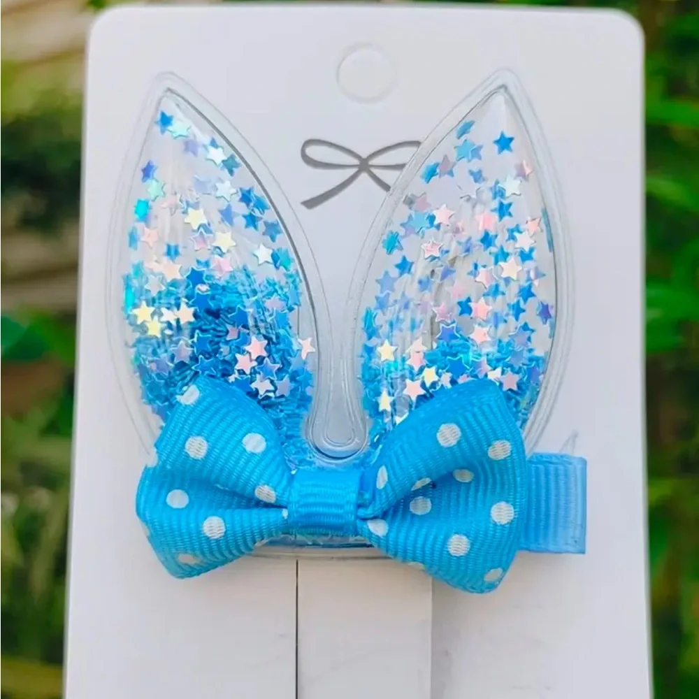 Blue Sequined Rabbit Ears Hair Clips
